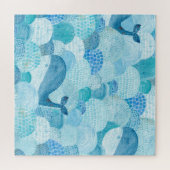 Wellen, Wale, kindische blaue Textur Puzzle (Horizontal)