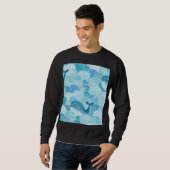 Wellen, Wale, kindische blaue Textur Sweatshirt (Vorne ganz)