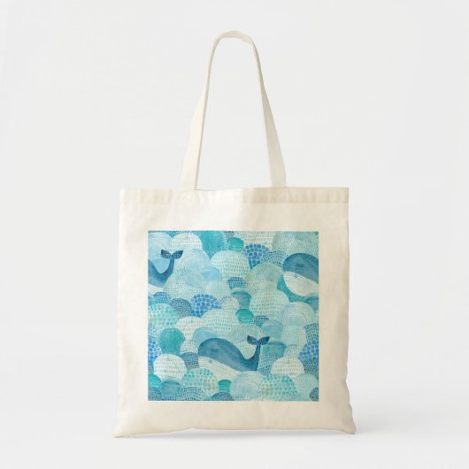 Wellen, Wale, kindische blaue Textur Tragetasche (Vorne)