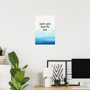 Wellen Wasserfarbe Blau Poster