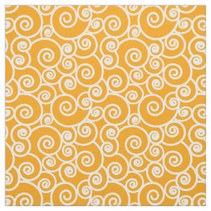 Wellen, Wellen und Spiralen Muster auf Saffron Gol Stoff