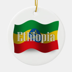 Wellenartig bewegende Flagge Äthiopiens Keramikornament