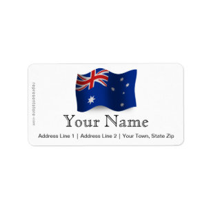 Wellenartig bewegende Flagge Australiens Adressaufkleber