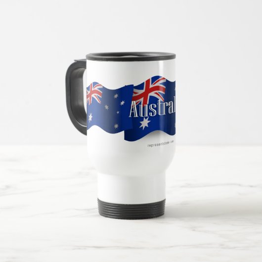 Wellenartig bewegende Flagge Australiens Reisebecher (Vorderseite Links)