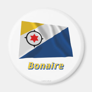 Wellenartig bewegende Flagge Bonaires mit Namen Magnet
