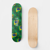 Wellenartig bewegende Flagge Brasiliens Skateboard (Vorderseite)