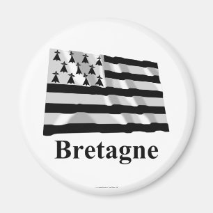 Wellenartig bewegende Flagge Bretagne mit Namen Magnet
