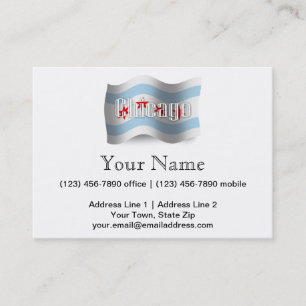 Wellenartig bewegende Flagge Chicagos Visitenkarte