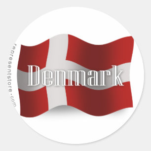 Wellenartig bewegende Flagge Dänemarks Runder Aufkleber