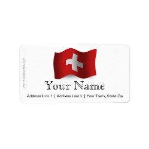 Wellenartig bewegende Flagge der Schweiz Adressaufkleber
