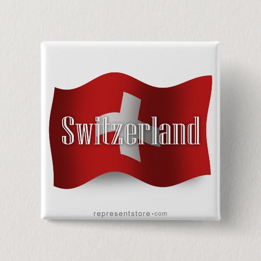 Wellenartig bewegende Flagge der Schweiz Button (Vorderseite)