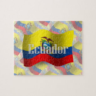 Wellenartig bewegende Flagge Ecuadors Puzzle
