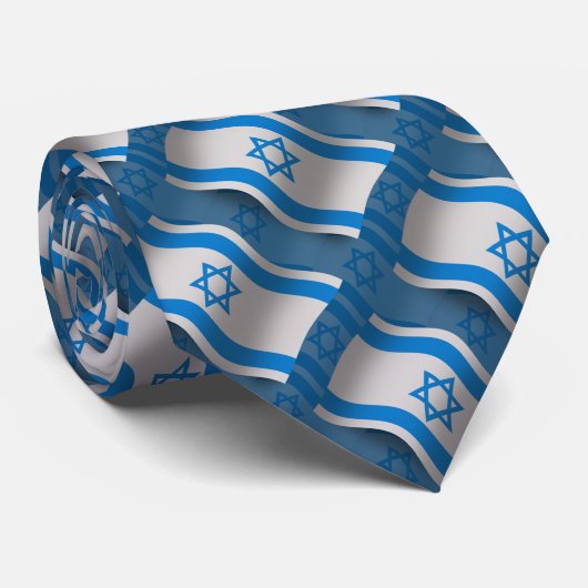 Wellenartig bewegende Flagge Israels Krawatte (Gerollt)