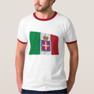 Wellenartig bewegende Flagge Italiens (1861-1946) T-Shirt