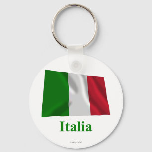 Wellenartig bewegende Flagge Italiens mit Namen Schlüsselanhänger
