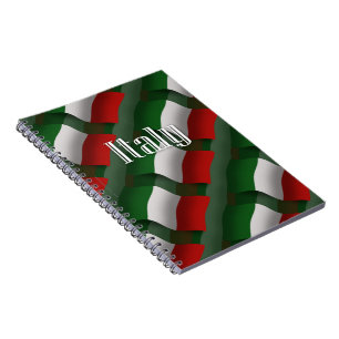 Wellenartig bewegende Flagge Italiens Notizblock