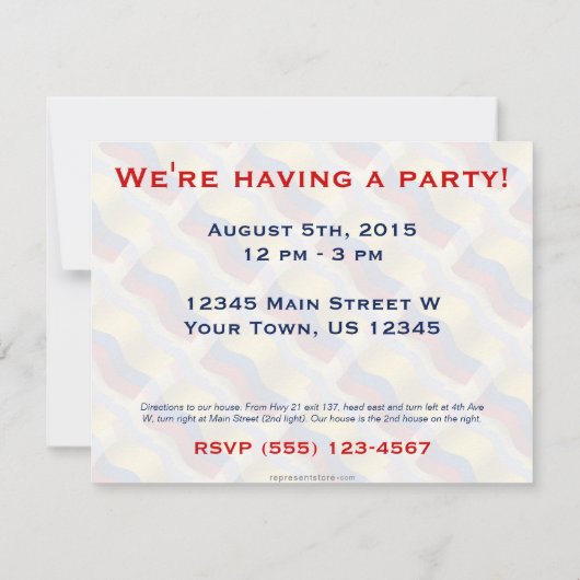 Wellenartig bewegende Flagge Kolumbiens Einladung (Rückseite)