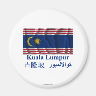 Wellenartig bewegende Flagge Kuala Lumpur mit Magnet