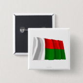 Wellenartig bewegende Flagge Madagaskars Button (Vorne & Hinten)