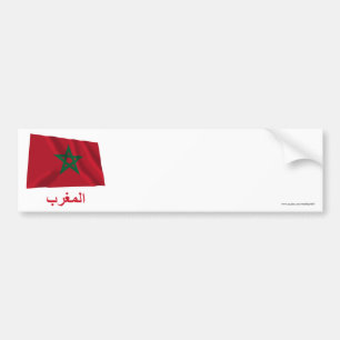 Wellenartig bewegende Flagge Marokkos mit Namen Autoaufkleber