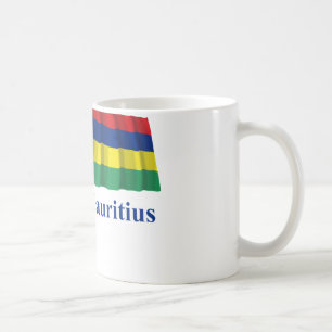 Wellenartig bewegende Flagge Mauritius mit Namen Kaffeetasse