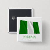 Wellenartig bewegende Flagge Nigerias mit Namen Button (Vorne & Hinten)