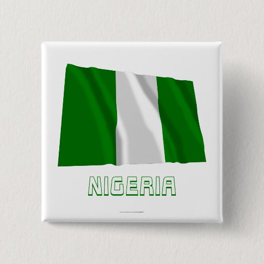 Wellenartig bewegende Flagge Nigerias mit Namen Button (Vorderseite)
