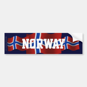 Wellenartig bewegende Flagge Norwegens Autoaufkleber