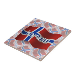 Wellenartig bewegende Flagge Norwegens Fliese