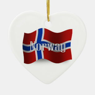 Wellenartig bewegende Flagge Norwegens Keramikornament