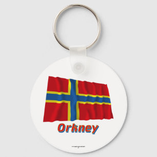 Wellenartig bewegende Flagge Orkneys mit Namen Schlüsselanhänger