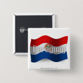 Wellenartig bewegende Flagge Paraguays Button (Vorne & Hinten)