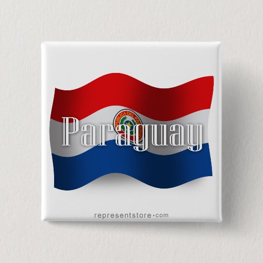 Wellenartig bewegende Flagge Paraguays Button (Vorderseite)