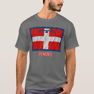 Wellenartig bewegende Flagge Piemonte mit Namen T-Shirt