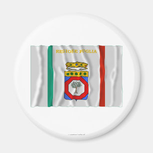 Wellenartig bewegende Flagge Puglia Magnet