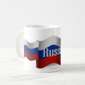 Wellenartig bewegende Flagge Russlands Kaffeetasse (Vorderseite Links)