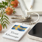 Wellenartig bewegende Flagge Schwedens Schlüsselanhänger (Vorderseite rechts)