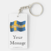 Wellenartig bewegende Flagge Schwedens Schlüsselanhänger (Rückseite)