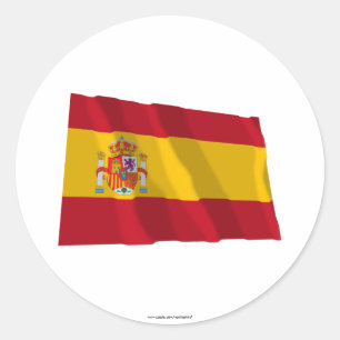 Wellenartig bewegende Flagge Spaniens Runder Aufkleber