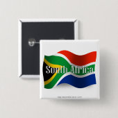 Wellenartig bewegende Flagge Südafrikas Button (Vorne & Hinten)