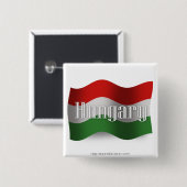 Wellenartig bewegende Flagge Ungarns Button (Vorne & Hinten)