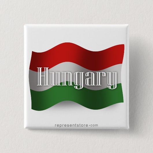 Wellenartig bewegende Flagge Ungarns Button (Vorderseite)