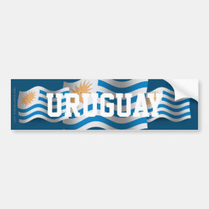 Wellenartig bewegende Flagge Uruguays Autoaufkleber