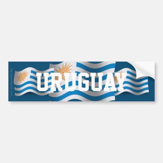 Wellenartig bewegende Flagge Uruguays Autoaufkleber (Vorne)