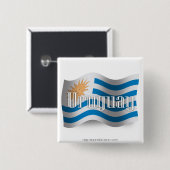 Wellenartig bewegende Flagge Uruguays Button (Vorne & Hinten)