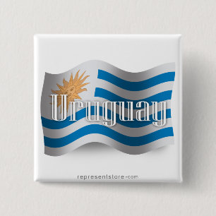 Wellenartig bewegende Flagge Uruguays Button