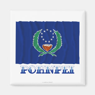 Wellenartig bewegende Flagge von Pohnpei, mit Magnet