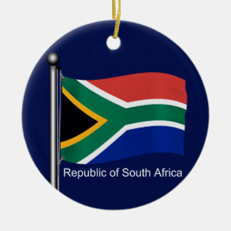 Wellenartig bewegende Flagge von Südafrika Keramikornament