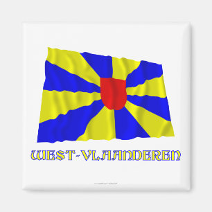 Wellenartig bewegende Flagge Westflanderns mit Magnet