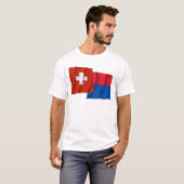 Wellenartig bewegende Flaggen der Schweiz u. T-Shirt (Vorne ganz)